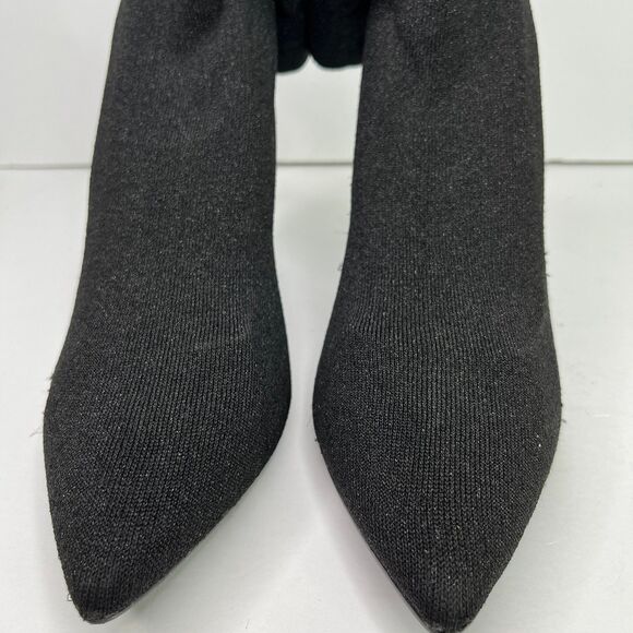 Women's Pointed Toe Stiletto Ankle Boots Slip On Stretch Booties Black Size 9.5 - Picture 2 of 12